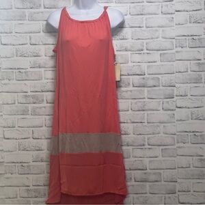Loveappella Peach Tan Halter Neck High Low Lightweight Dress NWT Large